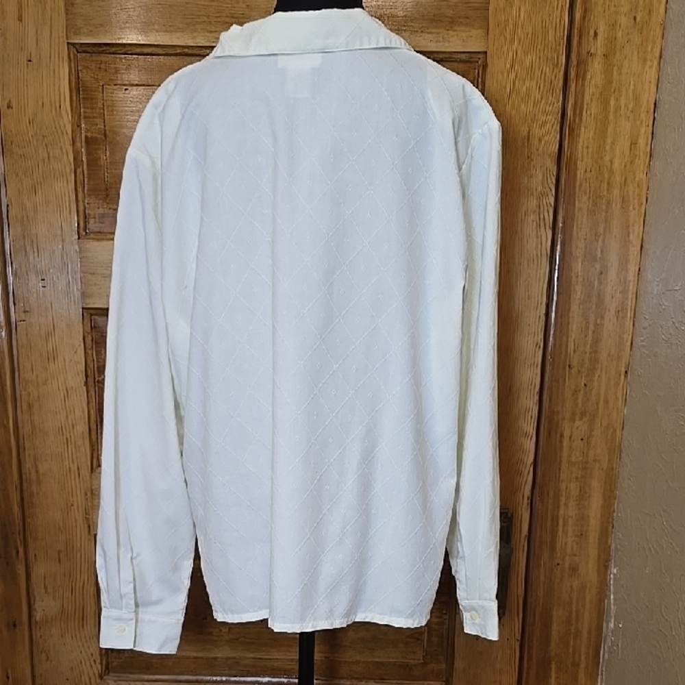 Alfred Dunner Off White Embroidered Grandmacore Long Sleeve Button Down Shirt 20 - Picture 4 of 5